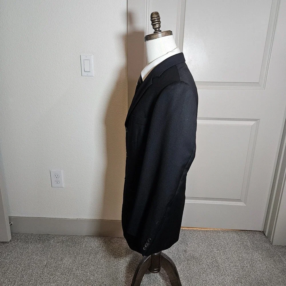Boss Hugo Boss 40R 100% Wool Blazer Suit Jacket Men Textured Black - Please Read